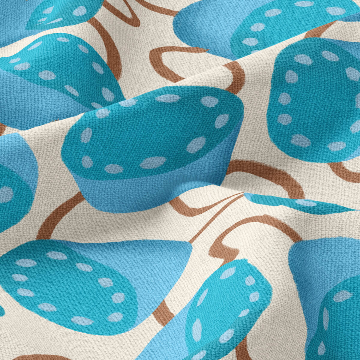 closeup of fabric with lotus pod pattern